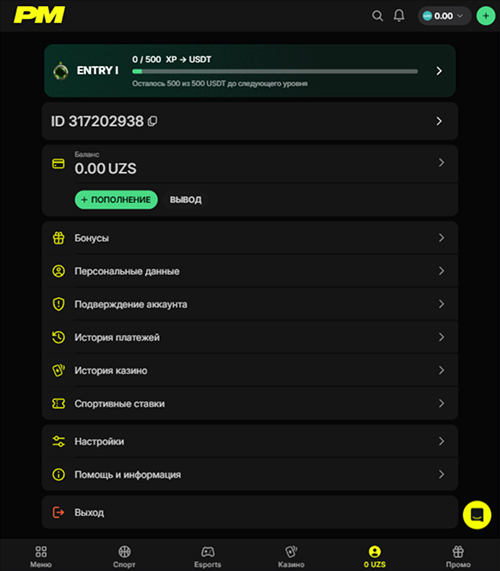 Функции личного кабинета для заполнения персональных данных